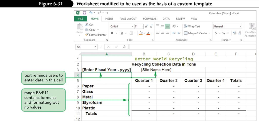 Using Templates Enhanced New Perspectives on Microsoft Excel 2013 44 2016