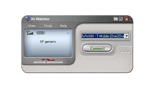 Double-click the 3G Watcher icon on your desktop. 3G Watcher will detect the available network as shown.