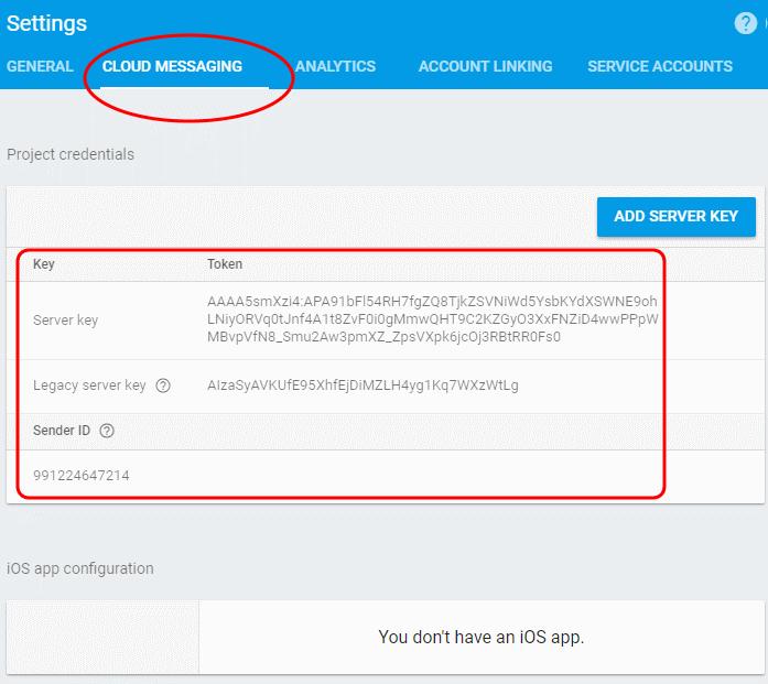 Note down the Server key and Sender ID in a safe place Step 3 - Enter GCM Token and Project number Login to ITSM.