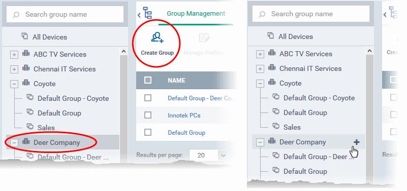 The 'Add Group' interface will open: You now have to name the group and choose the device(s). Enter a name in the 'Name' field.