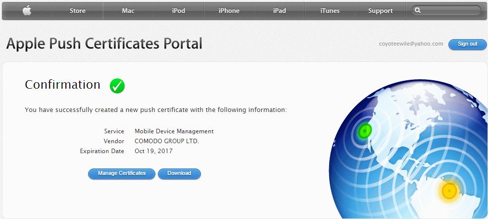 Click the 'Download' button and save the certificate to a secure location. It will be a.
