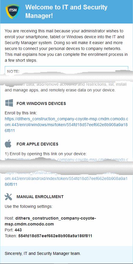 The end-user should open the mail in the device to be enrolled and