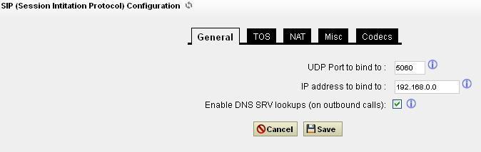 General Figure 26: General SIP Settings Bind UDP Port Configure the UDP port used for SIP. The default setting is 5060.