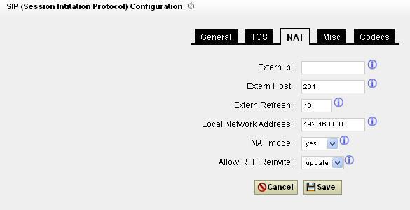 Figure 28: NAT Settings Email Settings Extern IP Configure a static address and port (optional) that will be used in outbound SIP messages if the Gateway is behind NAT.