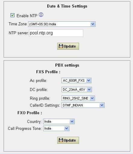 Figure 33: PBX settings Users could backup the Gateway configurations for restore