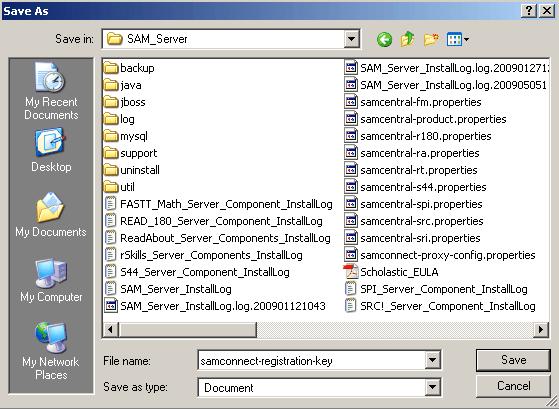 SAM Connect will not activate without the registration certificate. On Windows computers, the registration certificate must be saved to the SAM_Server folder.