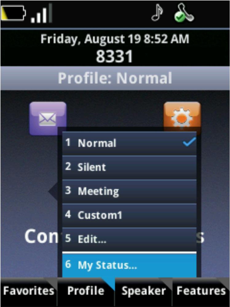 Figure 13: Setting Presence Status Using Your Buddy List You can select the Microsoft Lync contacts called buddies or IM contacts on the phone s