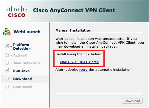 4+ (intel) to begin downloading the VPN installer package (see Figure 7). Figure 7 8.
