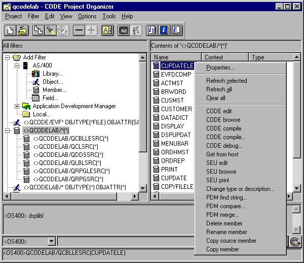 CODE Project Organizer Filter List Details List Context Menu Monitor Window CODE - What you need On your workstation: Windows 95/98/NT/2000 Also works on XP but.