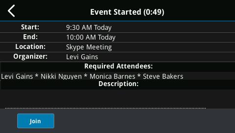 Phone Applications The meeting details display. 2. Select Join to connect to the meeting.
