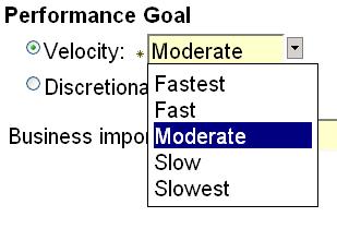 performance goal Select service level