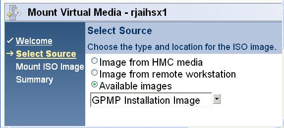 GPMP Installation Image GPMP is delivered in a software package For AIX, Linux on system x, and Windows upload the image with the HMC Mount