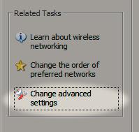 Step 9 Step 10 Once the Wireless Network Connection dialog is open, click on the change advanced settings link on the left side of the window.