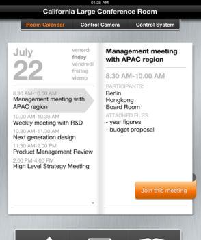 Figure 12: Calendar view of meetings from Scopia Control The left page of the calendar lists the day's meetings to which this endpoint was invited.