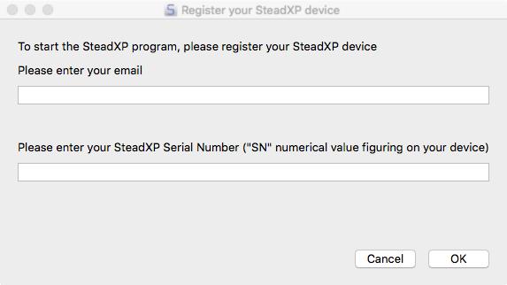 Your Mac IDs will be required to continue. A message appears asking you to fill an email (demo@steadxp.