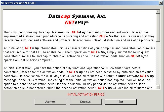 Configuration To activate and set up NETePay for use: 1.