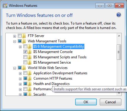 Select the Common HTTP Features, Health and Diagnostics, and Security check boxes. 8.