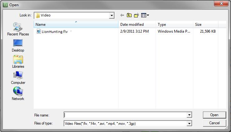 4. Navigate to your e-module movies folder and Open the video file to insert the video. 5. Save your project!