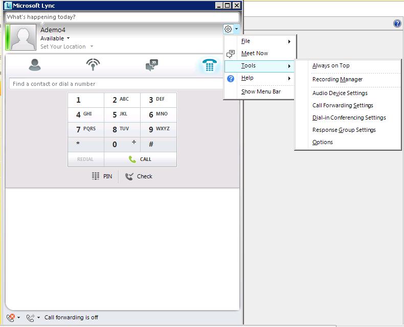 Hot Desking with SPS for Lync Figure 3-2: Microsoft Lync User Screen - Dial-in Conferencing Settings The