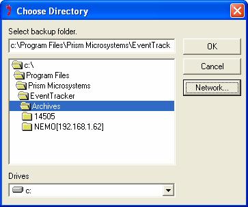 Figure 5 4. Select the directory where you want to store the event data. 5. Click OK.