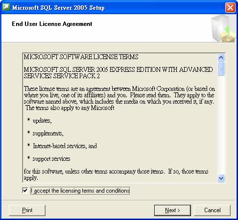 Double click the SQLEXPR_ADV.EXE file to start the installation (see Figure 3.