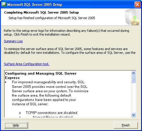 Section 3 Setup Microsoft SQL Server 2005 Express Edition with Advanced Services SP2 P.19 15.