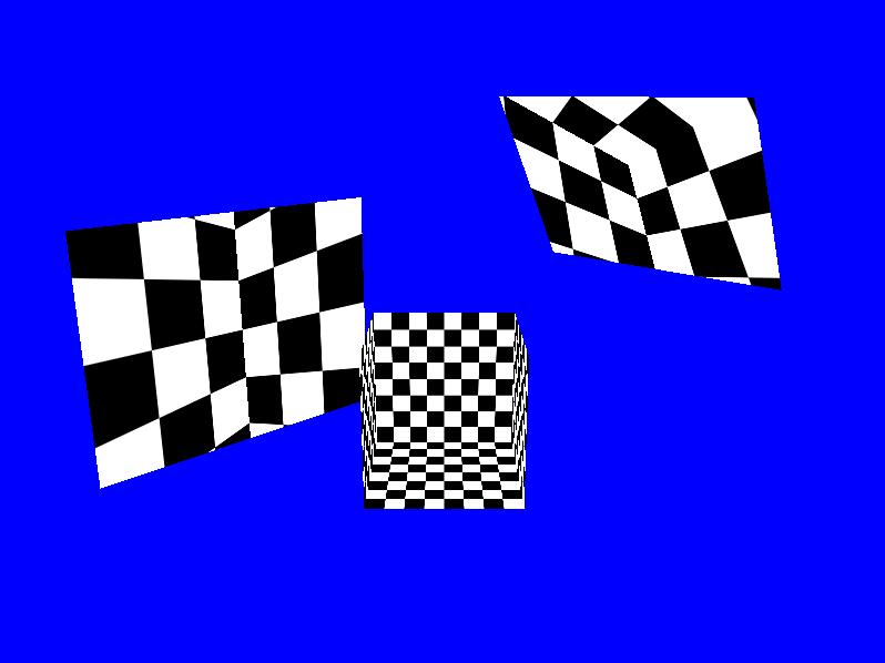 Figure 1: Panoramic projective texture mapping Left image is the projection from cubic panorama (two faces of the projection source are not shown).