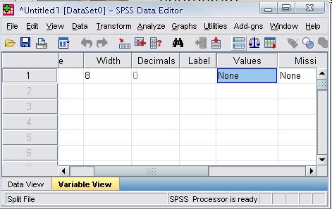 Defining the value labels Click the cell in the