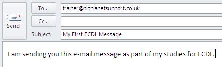 Section 2 Send & Receive ECDL Driving Lesson 8 - Continued Entering your own e-mail address in the To box will cause any message you send to be immediately returned to you.