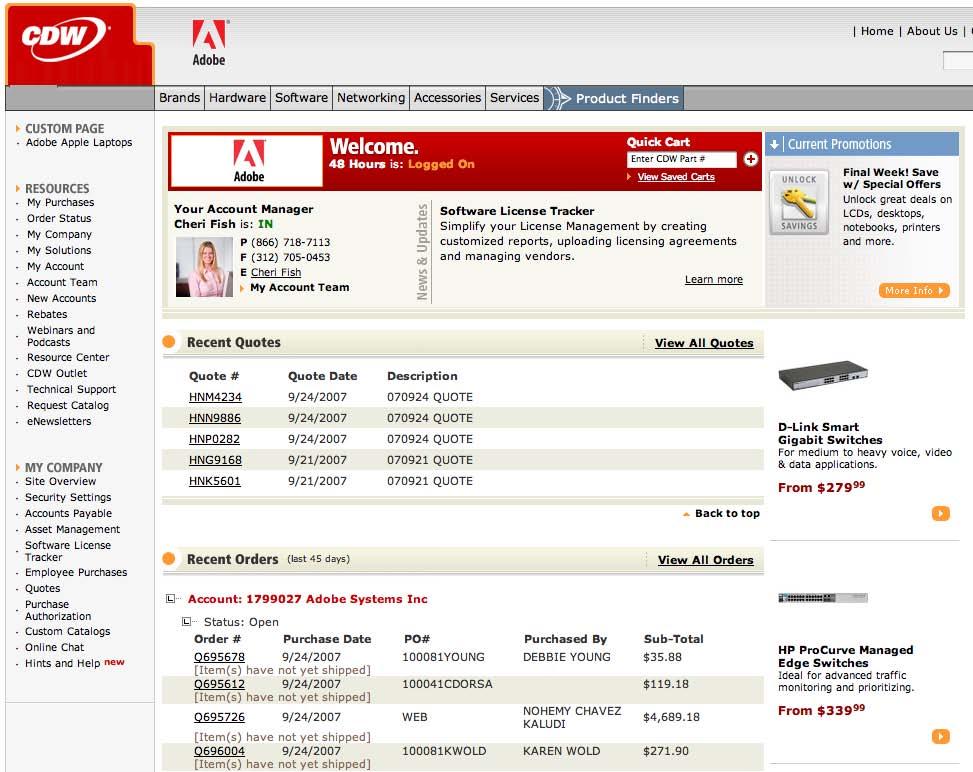 Adobe Purchase Authorization System Guide to Using CDW s Adobe Pro site 20 When you have successfully submitted your order you will see a page similar to the one shown here.