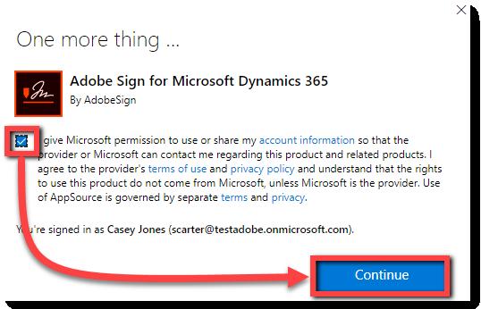 Check the checkbox to give Microsoft permission to use or share account information and then click Continue o You will be redirected user to a new Terms and Privacy page On the Terms and