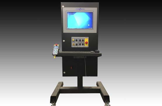 The hand-held keypad operates the abrasive feeder at varying rates during a program. Soft restart is a standard feature.