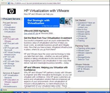 HP and VMware web resources HP VMware virtualization site: www.hp.