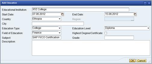 My Profile Education/Qualification The Education & Qualification screen allows you to add and update details of your education and training.
