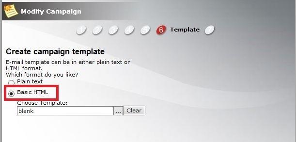 Step 6 Create template If your campaign is mandatory, Just choose Basic HTML and then click Next.
