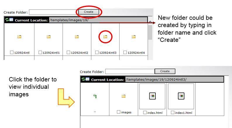 To create a new folder, type in the folder name and click Create.