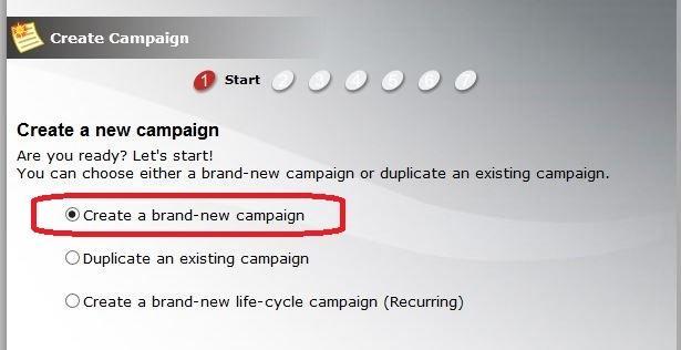 (Figure 2-1) Figure 2-1: Create campaign Select Create a brand-new