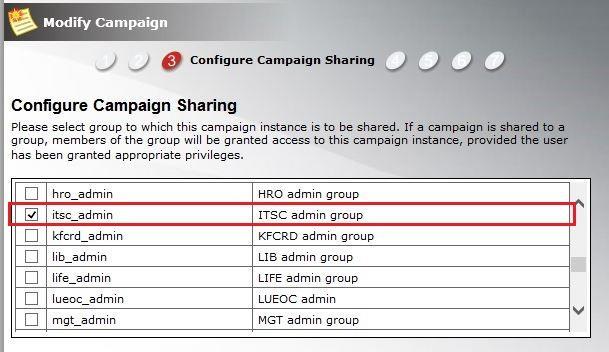 Step 3 Configure sharing If you do not need to share your campaign to other departments, just click Next in this step.
