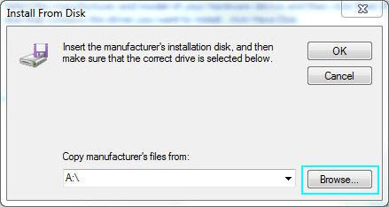 On the Select the Device Driver you want to install for this hardware screen, click the Have Disk button. 7. Click Browse from the Install from Disk dialog box that pops up. 8.