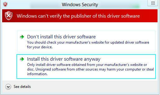 NOTE: At this point of the install, you may receive a message pop-up stating Windows can t verify the publisher of this driver software, click Install this driver software anyway 11.
