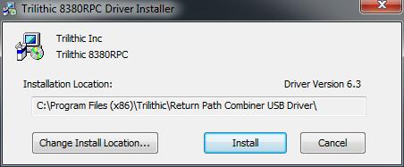 The Installing Trilithic Return Path Combiner Setup window will appear.