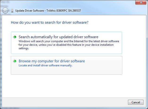 13. The Update Driver Software window will appear.