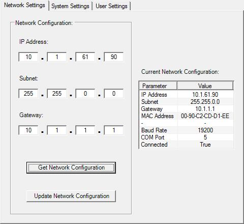 Network Settings (Master Units Only) Select the Network Settings tab to edit the current network configuration of the master 8380 RPC unit.