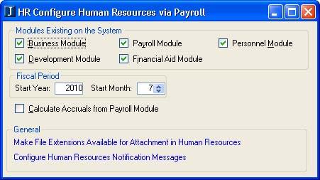 New EX Configuration Options The Configure Human Resources via Payroll and HR Configure Human Resources via Personnel windows have the following updates: New Make File Extensions Available for