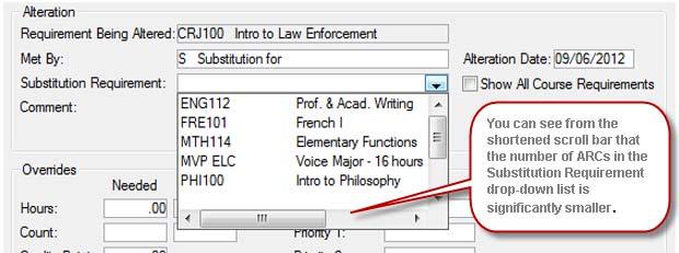 New Filter on ARCs when applying a Substitution Currently when applying an Alteration for which Reference is Required (almost always a Substitution), the drop-down list is simply a list of all ARCs
