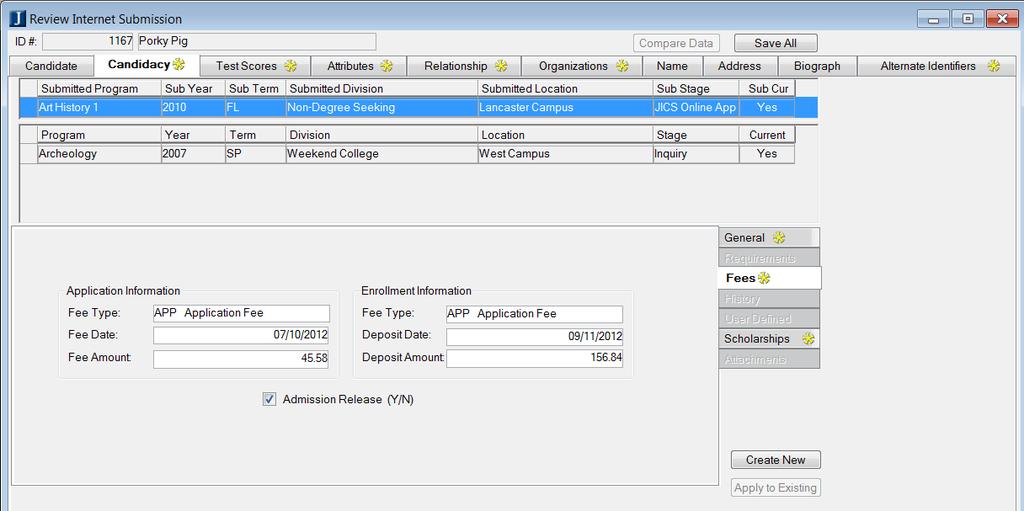 Candidate Tab Starting in EX 4.5, you can map data into the HIGH_SCHOOL, LAST_ORG_ATTEND, and GRAD_YR_LAST_ORG columns on the CANDIDATE table.
