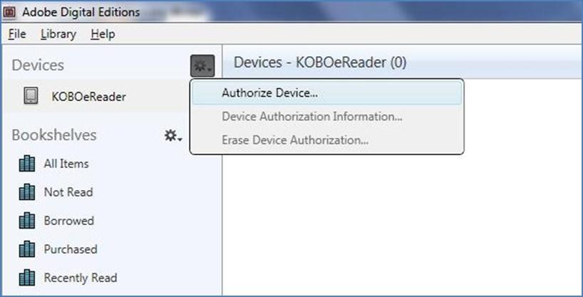 You need to authorise your ereader Plug it into your computer When it appears