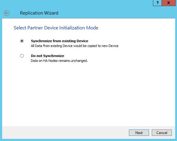 21. Select Synchronize from existing Device as a partner device initialization mode