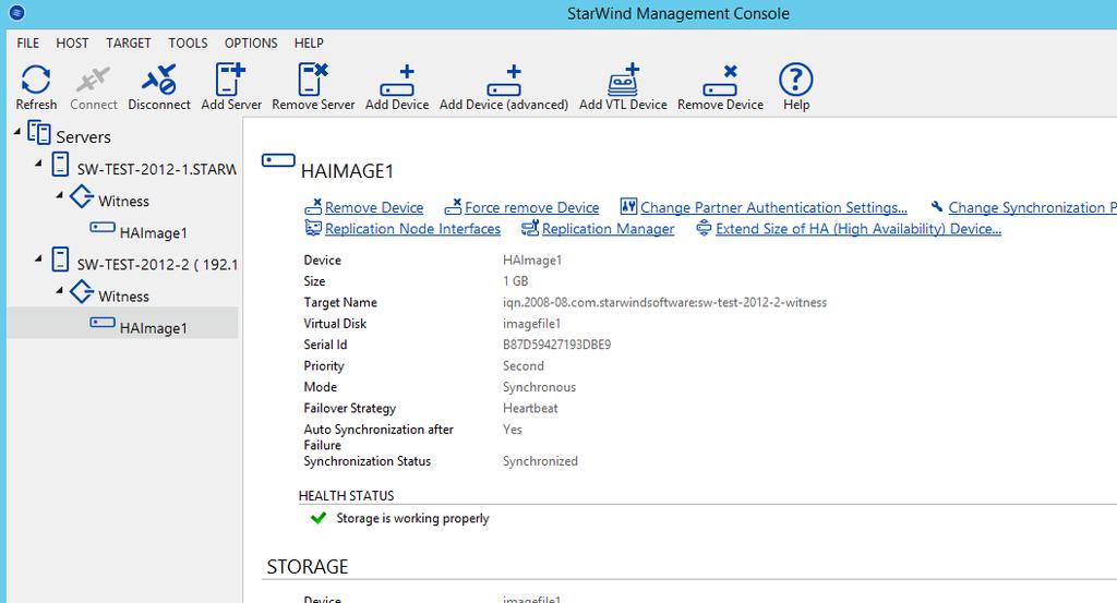 The added device will appear in the StarWind Management Console. 24.