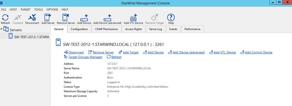 Creating Shared Storage 1. Launch the StarWind Management Console: double-click the StarWind tray icon. NOTE: StarWind Management Console cannot be installed on a GUI-less OS.